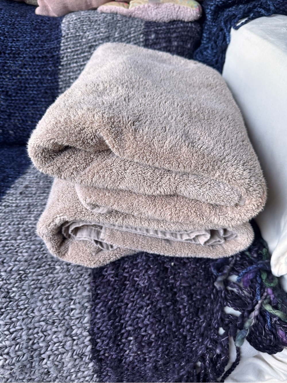 Set of 2 Buffy Plush Organic Cotton Bath Towels - Wheat